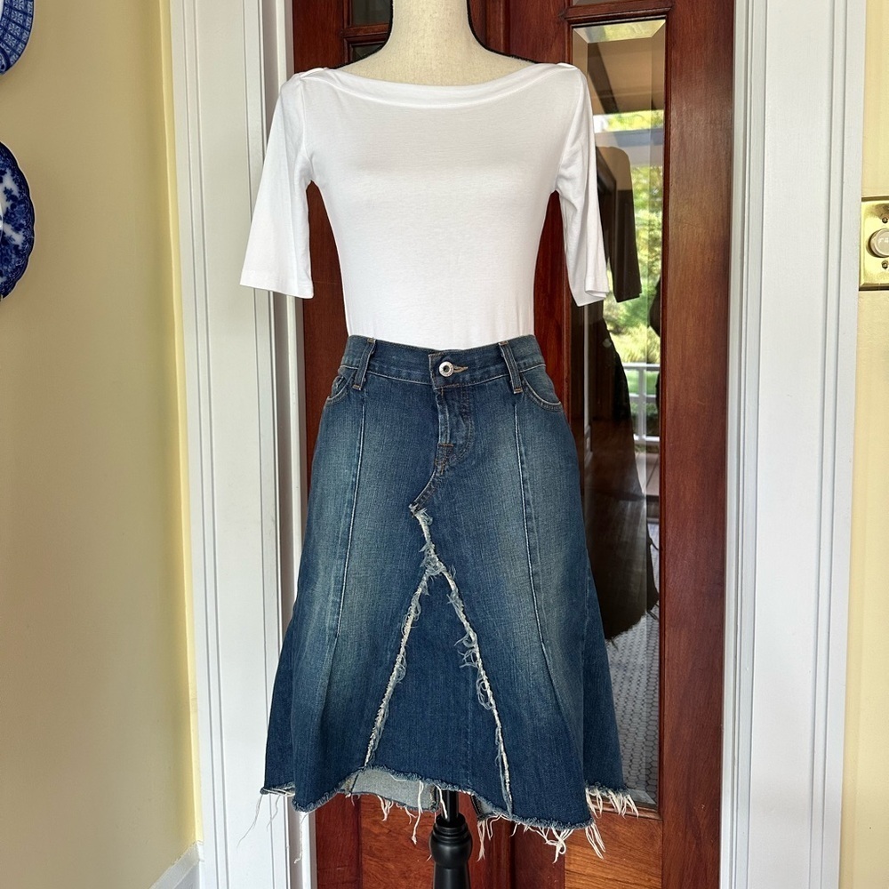 Lucky Brand | Rosey Y2K Asymmetrical Raw Hem Denim Skirt, Size 10